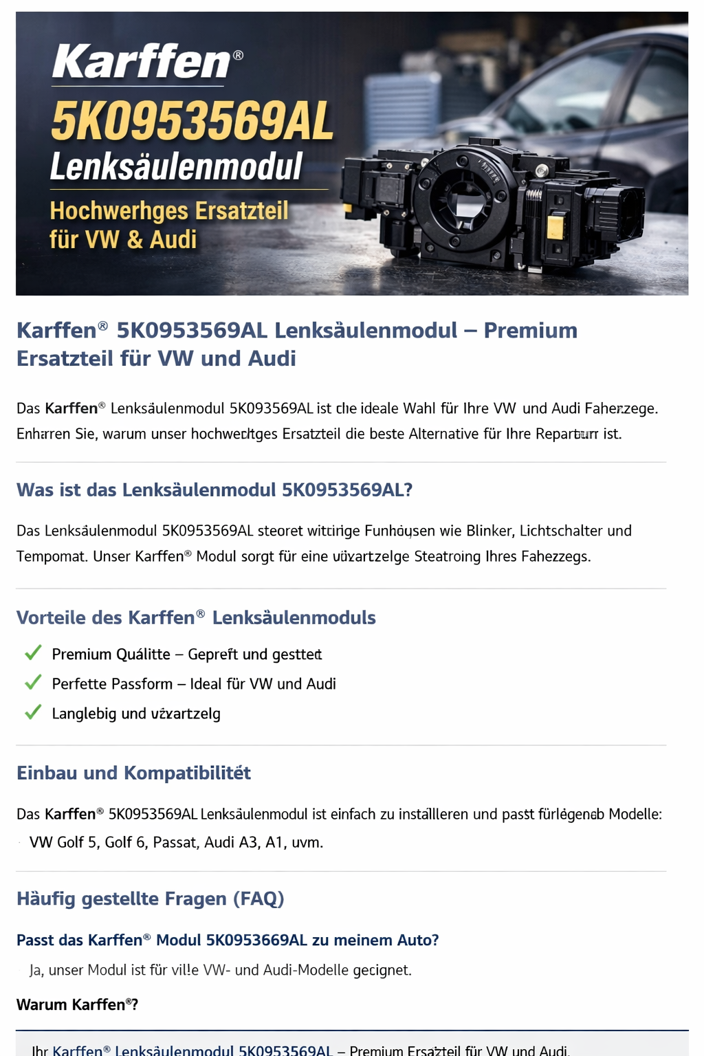 5K0953569AL kaufen in Deutschland – Karffen® Premium Ersatzteil in geprüfter Qualität